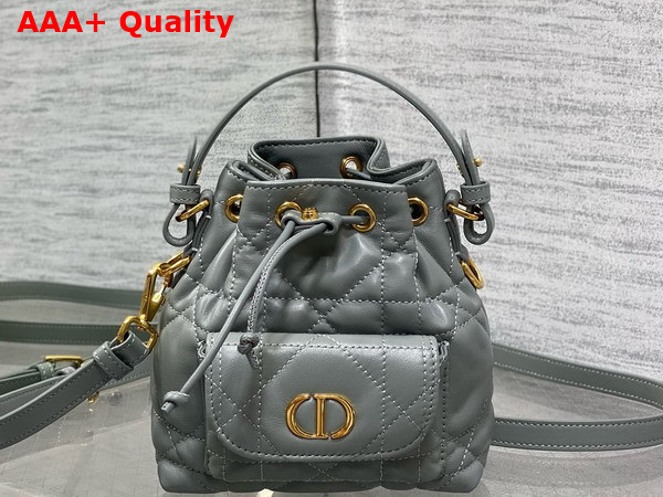 Dior Caro Nano Bucket Bag in Cloud Blue Macrocannage Lambskin Replica