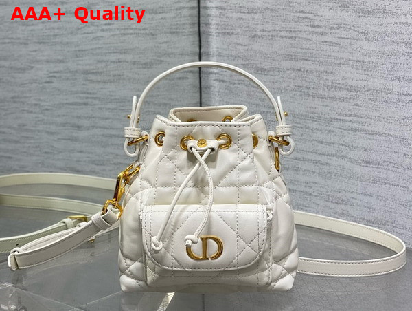 Dior Caro Nano Bucket Bag in Latte Macrocannage Lambskin Replica