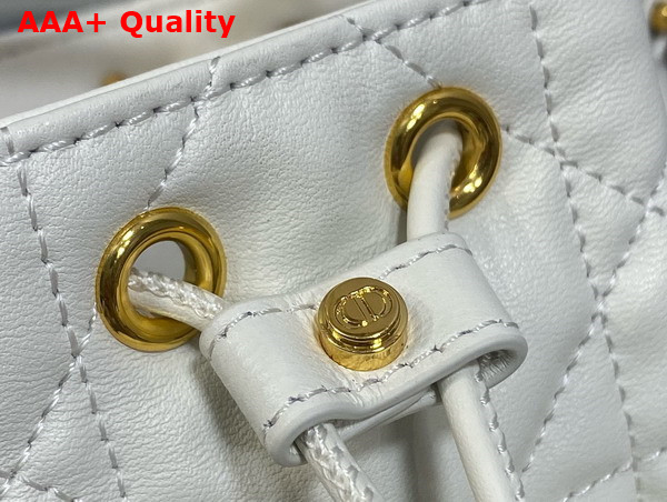 Dior Caro Nano Bucket Bag in Latte Macrocannage Lambskin Replica