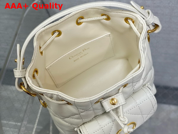 Dior Caro Nano Bucket Bag in Latte Macrocannage Lambskin Replica
