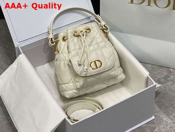 Dior Caro Nano Bucket Bag in Latte Macrocannage Lambskin Replica