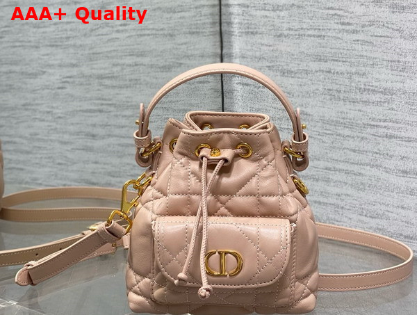Dior Caro Nano Bucket Bag in Rose Des Vents Macrocannage Lambskin Replica