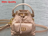 Dior Caro Nano Bucket Bag in Rose Des Vents Macrocannage Lambskin Replica