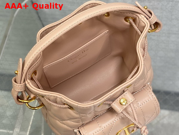 Dior Caro Nano Bucket Bag in Rose Des Vents Macrocannage Lambskin Replica