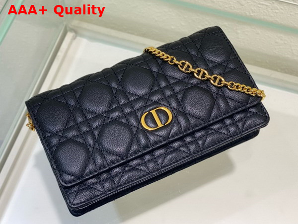 Dior Caro Pouch Black Supple Cannage Calfskin Replica