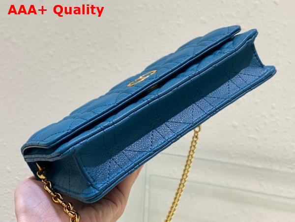 Dior Caro Pouch Blue Supple Cannage Calfskin Replica