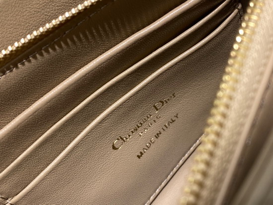 Dior Caro Zipped Pouch with Chain Beige Supple Cannage Calfskin Replica