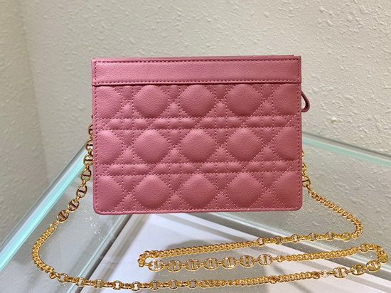 Dior Caro Zipped Pouch with Chain Blush Supple Cannage Calfskin Replica