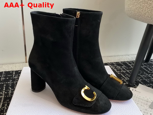 Dior Cest Dior Heeled Ankle Boot Black Suede Calfskin Replica