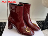 Dior Cest Dior Heeled Ankle Boot Burgundy Patent Calfskin Replica