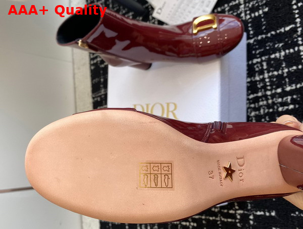 Dior Cest Dior Heeled Ankle Boot Burgundy Patent Calfskin Replica