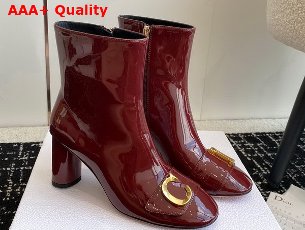 Dior Cest Dior Heeled Ankle Boot Burgundy Patent Calfskin Replica