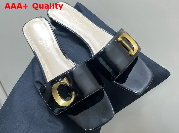 Dior Cest Dior Slide in Black Patent Calfskin Replica