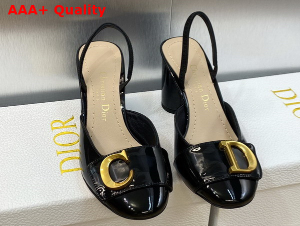Dior Cest Dior Slingback Pump Black Patent Calfskin Replica