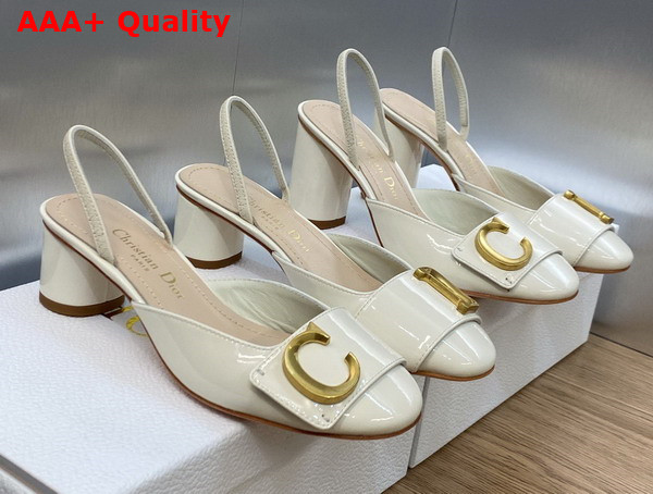Dior Cest Dior Slingback Pump White Patent Calfskin Replica