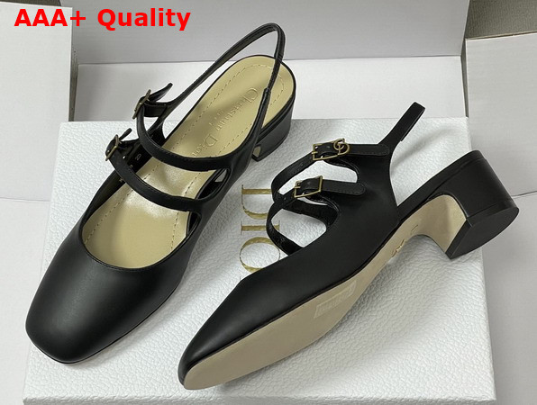Dior Cherie Slingback Pump in Black Supple Calfskin Replica