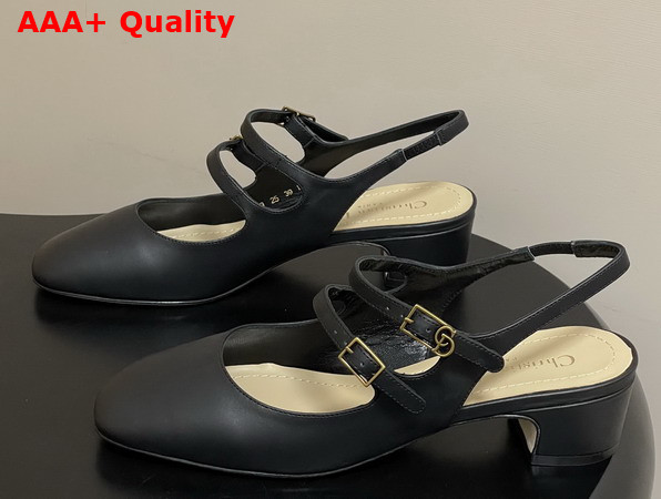 Dior Cherie Slingback Pump in Black Supple Calfskin Replica