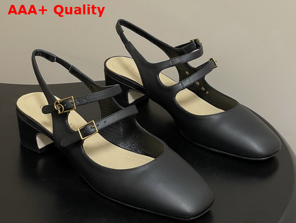 Dior Cherie Slingback Pump in Black Supple Calfskin Replica