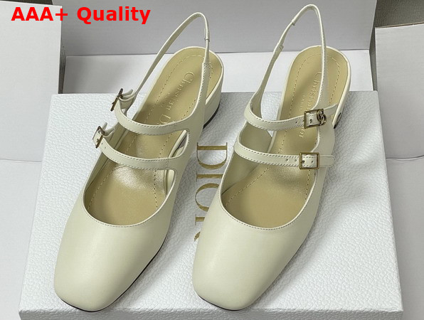 Dior Cherie Slingback Pump in White Supple Calfskin Replica