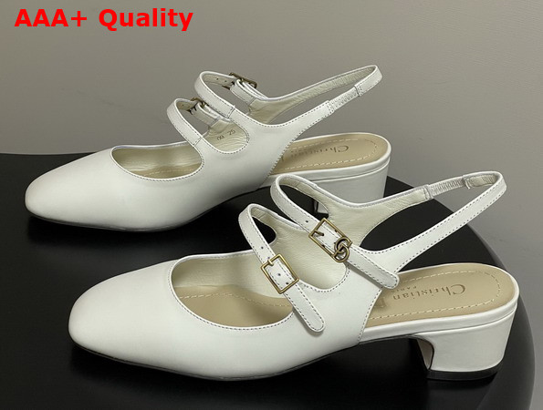 Dior Cherie Slingback Pump in White Supple Calfskin Replica