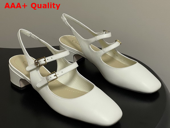 Dior Cherie Slingback Pump in White Supple Calfskin Replica