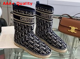 Dior Chez Moi Dior Granville Ankle Boot Blue Dior Oblique Embroidered Velvet Replica