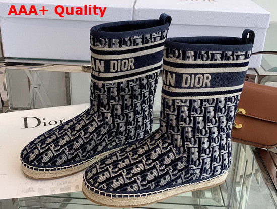 Dior Chez Moi Dior Granville Ankle Boot Blue Dior Oblique Embroidered Velvet Replica