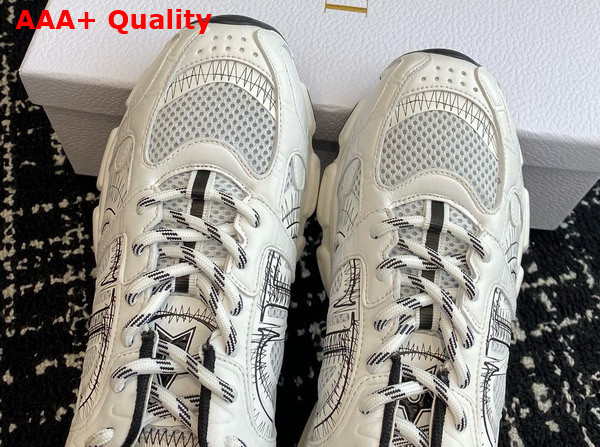 Dior Chrono Sneaker Mesh with White and Black Leather Effect Panels Replica