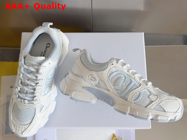 Dior Chrono Sneaker White and Sky Blue Mesh and Leather Effect Panels Replica