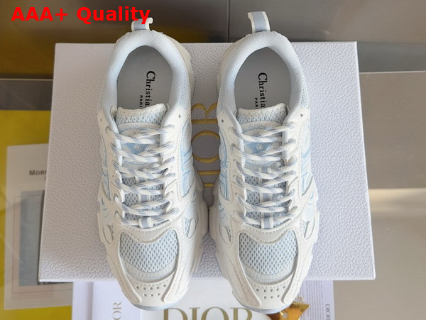 Dior Chrono Sneaker White and Sky Blue Mesh and Leather Effect Panels Replica