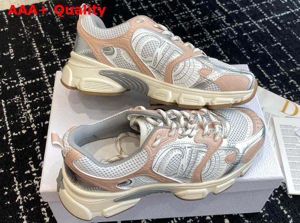 Dior Chrono Sneaker white Mesh with Nude and Silver Tone Laminated Leather Effect Panels Replica