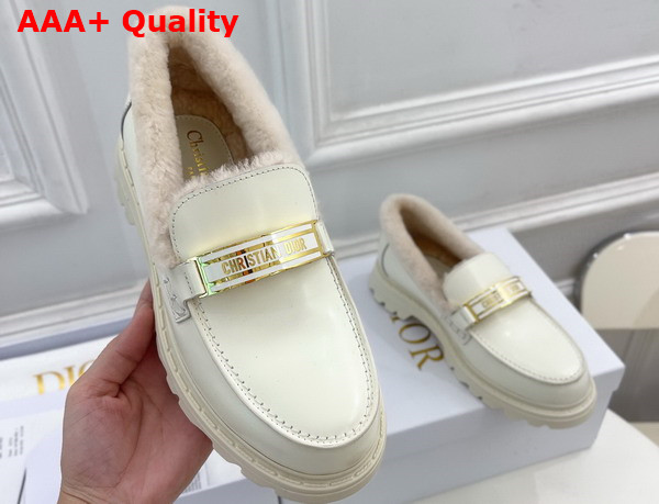 Dior Code Loafer White Brushed Calfskin and Shearling Replica
