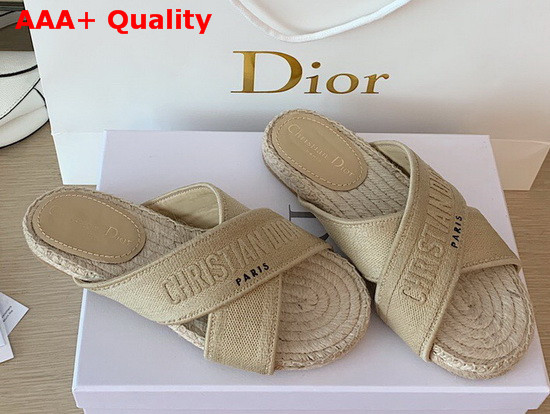 Dior Cream Dior Granville Embroidered Cotton Mule Replica