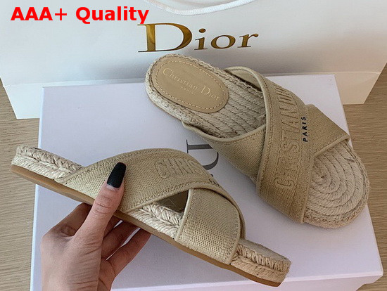 Dior Cream Dior Granville Embroidered Cotton Mule Replica