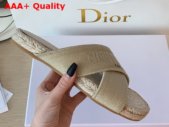 Dior Cream Dior Granville Embroidered Cotton Mule Replica