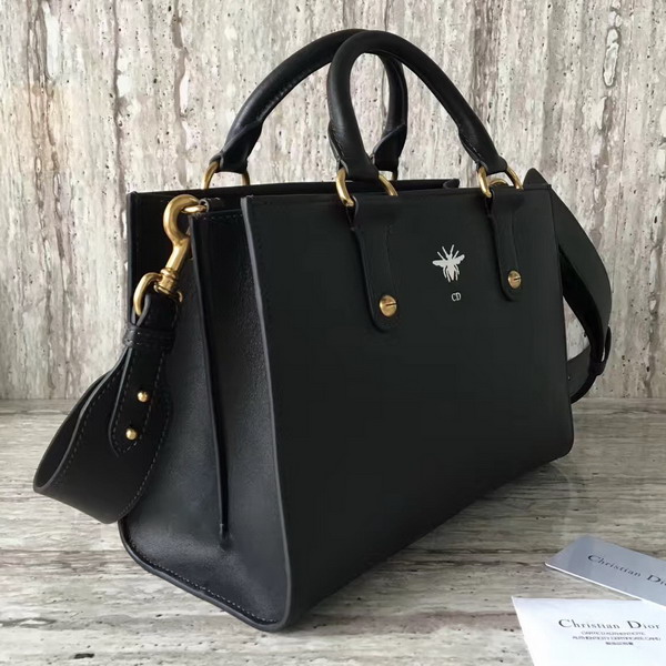 Dior D Bee Tote Handbag in Black Smooth Calfskin For Sale
