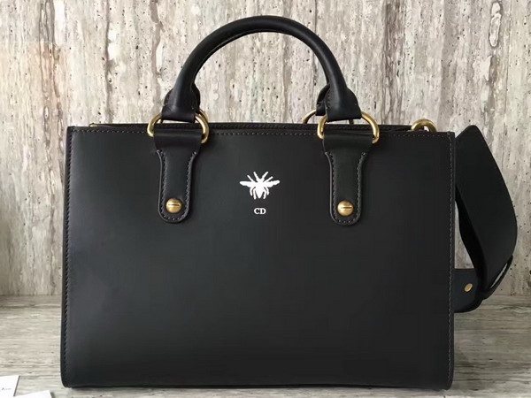 Dior D Bee Tote Handbag in Black Smooth Calfskin For Sale