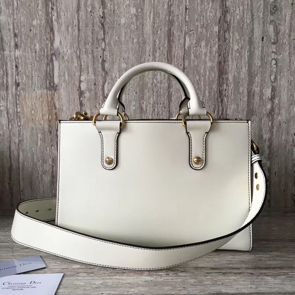 Dior D Bee Tote Handbag in White Smooth Calfskin For Sale
