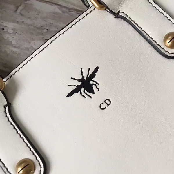 Dior D Bee Tote Handbag in White Smooth Calfskin For Sale