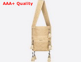 Dior D Bubble Bucket Bag Beige Cannage Embroidery with Straw Effect Replica