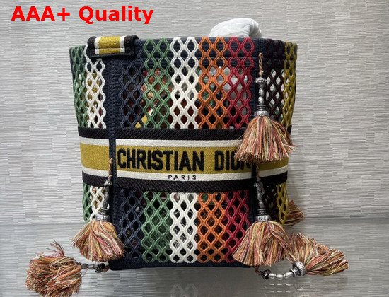 Dior D Bubble Bucket Bag Multicolor Mesh Embroidery Replica