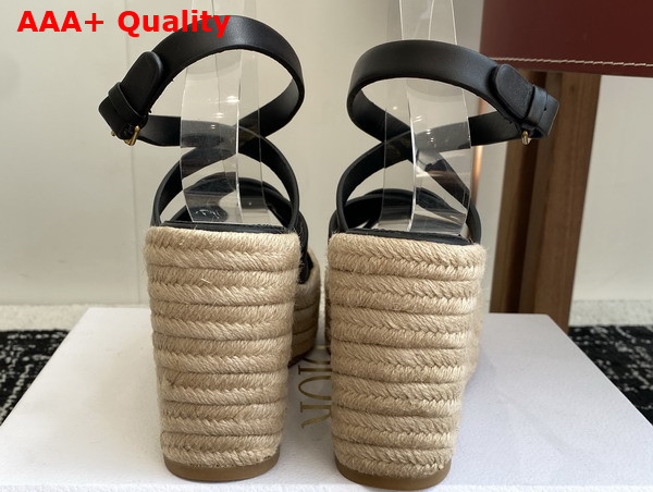 Dior D Club Wedge Sandal in Black Calfskin Replica