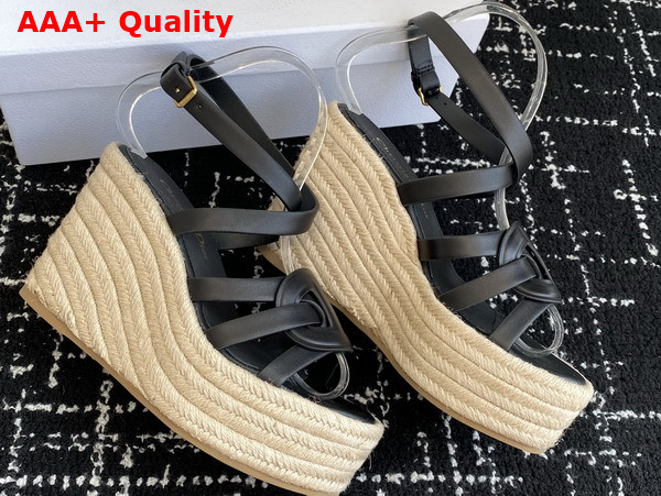 Dior D Club Wedge Sandal in Black Calfskin Replica