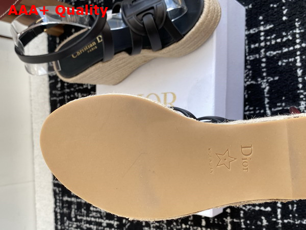 Dior D Club Wedge Sandal in Black Calfskin Replica