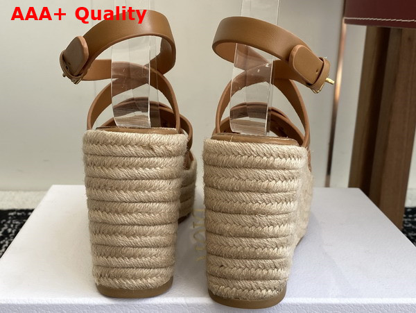 Dior D Club Wedge Sandal in Camel Calfskin Replica