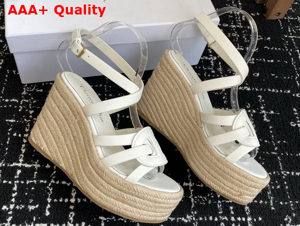 Dior D Club Wedge Sandal in White Calfskin Replica