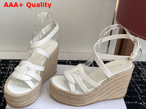 Dior D Club Wedge Sandal in White Calfskin Replica