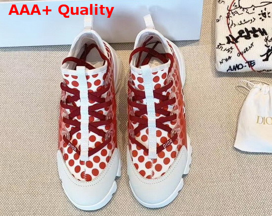 Dior D Connect Dioramour Sneaker White and Red Neoprene Replica
