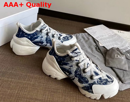 Dior D Connect Sneaker Blue Butterfly Print Technical Fabric Replica