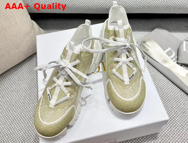 Dior D Connect Sneaker Gold Tone Laminated Mesh Replica